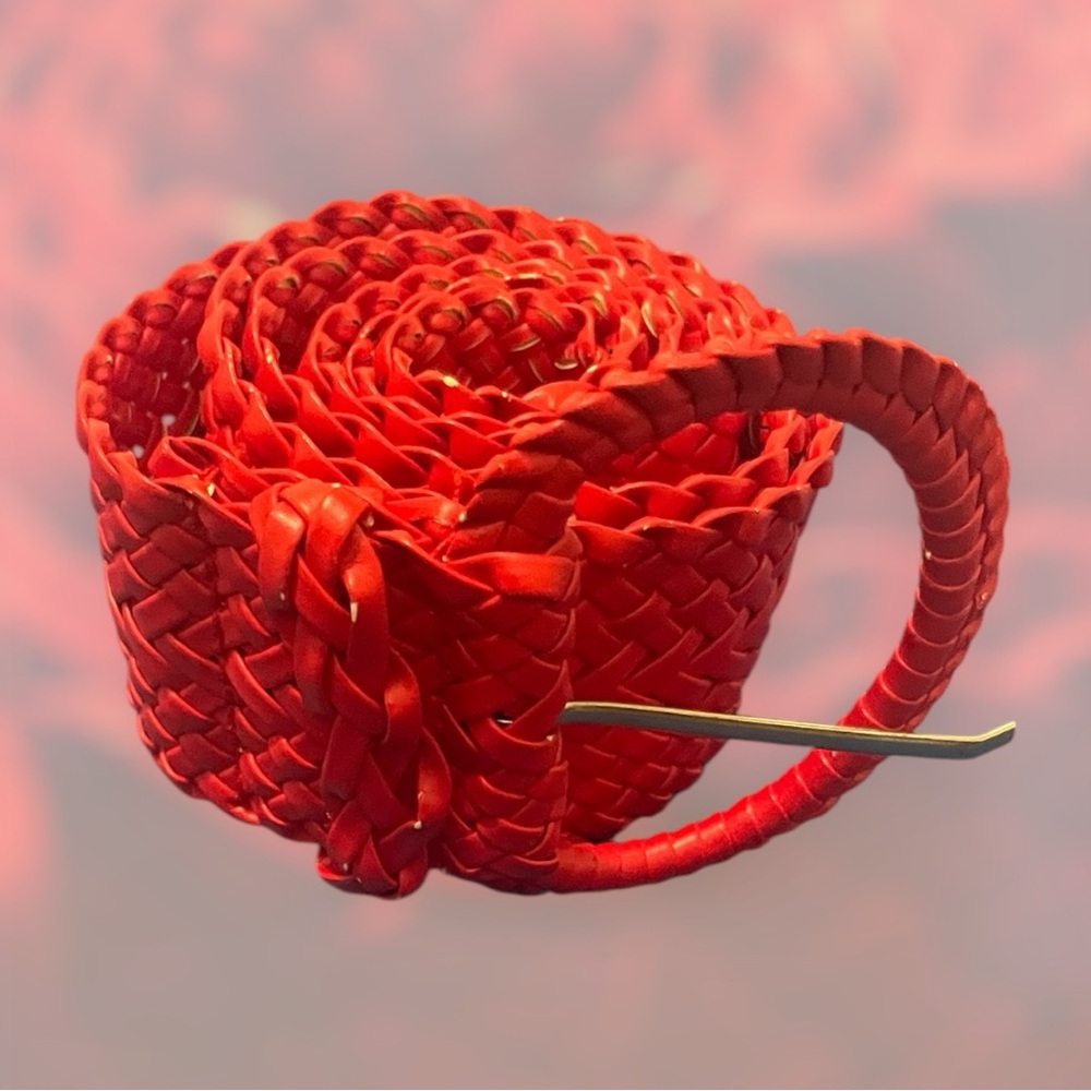Red Braided Belt with Silver Buckle - Picture 2 of 6